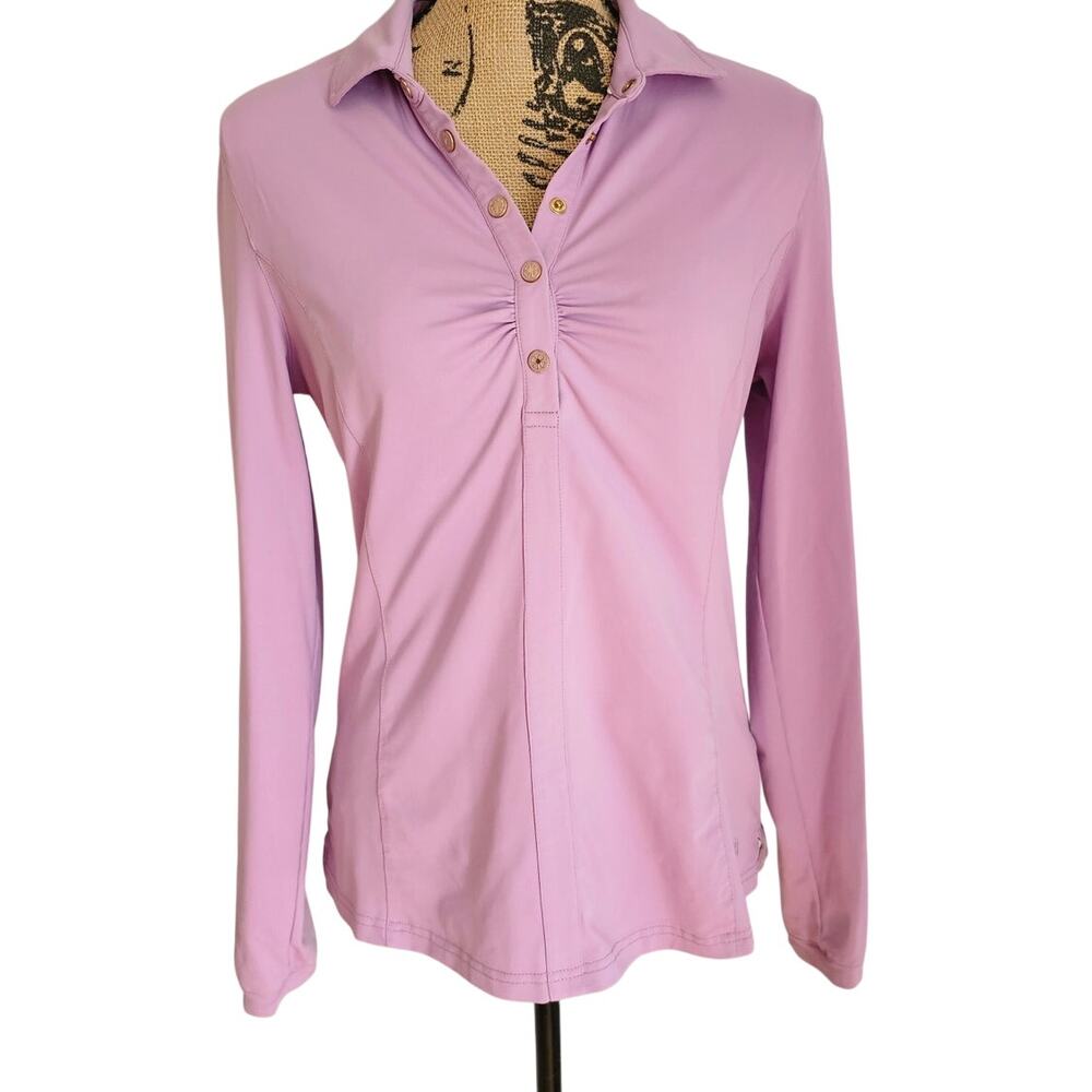 Clover by Bobby Jones Golf Pickleball Tennis Long Sleeve Lavender Shirt Size M